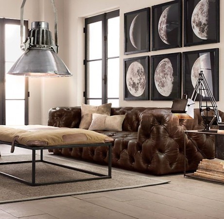 Tufted leather sofa