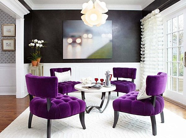 Purple chairs add a pop of color 