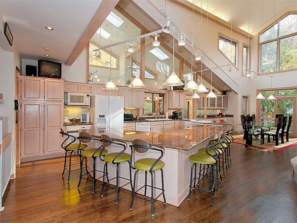 Open kitchen with a center island.