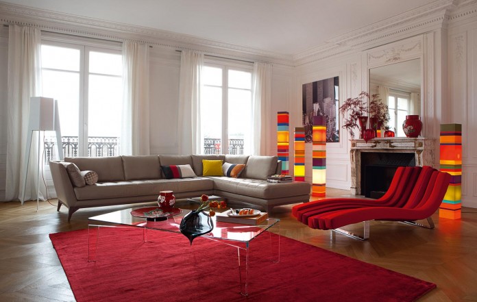 Bright colors enliven this living room