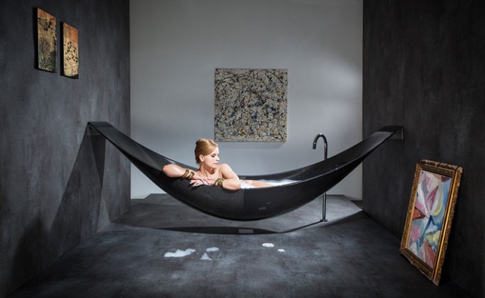 bathtub Vessel produced by the designer Splinter Work and shaped as a hammock