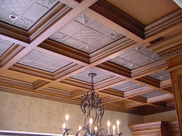 Detailed insets in this coffered ceiling offer a wonderful detail 
