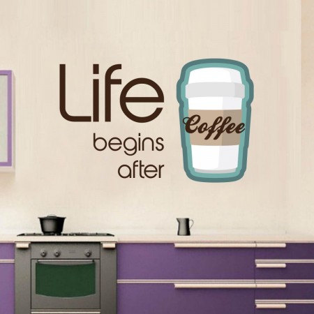 Life begins after coffee wall decal featuring coffee-inspired wall stickers.