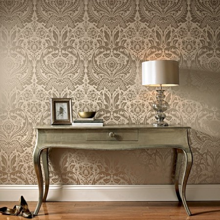 Elegant metallic damask wallpaper 
