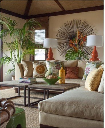Creating a tropical paradise in the living room.