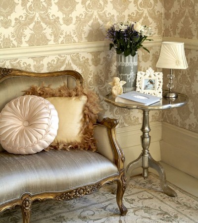 Graceful pillows and accents create romantic interior 