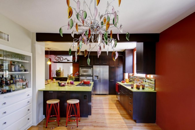 Amazing light fixture highlights this kitchen