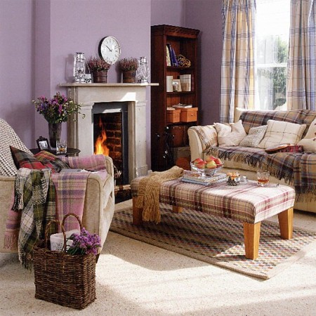Snuggle Up With Plaid and a Fireplace in Your Living Room.