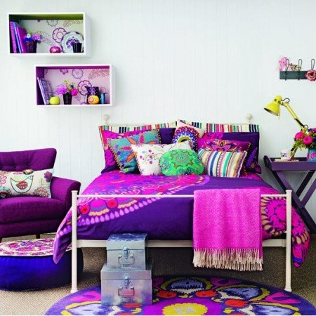 Bright bohemian style is perfect for teen bedroom 