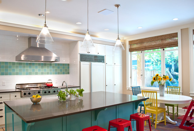 Cool and colorful kitchen design