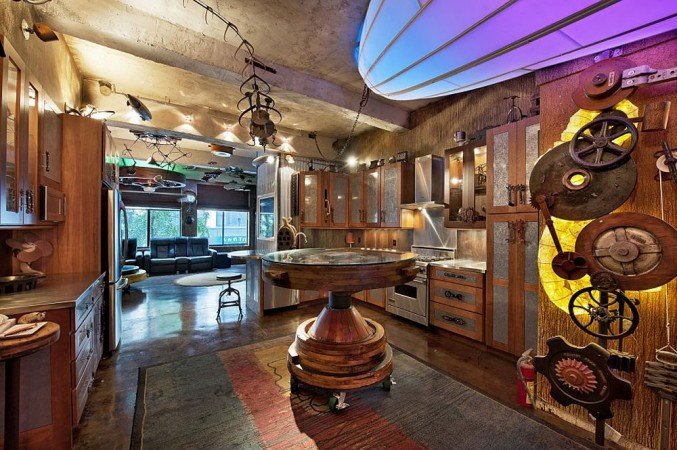 Surreal, steampunk interior 