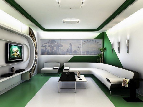 A modern living room exploring futuristic interior design.