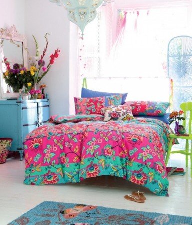 Bright bohemian style in teenage bedroom