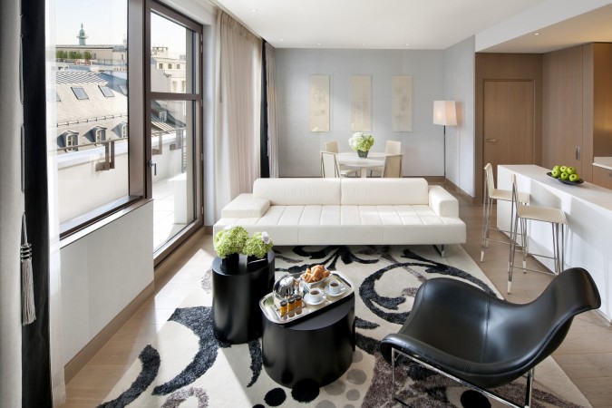 A monochrome rug for haute couture interior design.