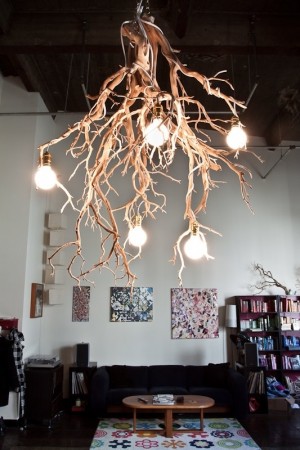 original DIY chandelier with recycled materials