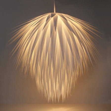 stylish chandelier created with paper stips