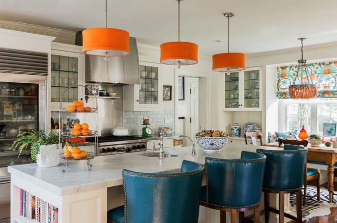 Bursts of color enhance this kitchen