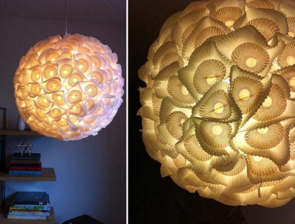 terrific DIY chandelier created with paper molds for cupcakes
