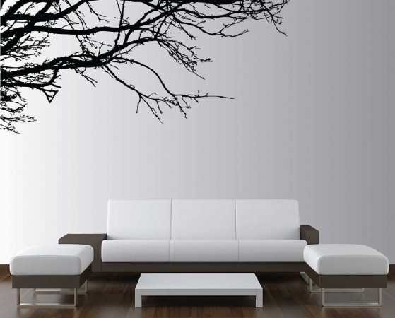 Tree wall stickers in a living room.
