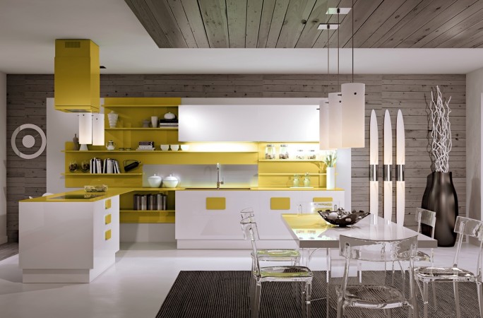 Sleek and stylish kitchen with a dash of color