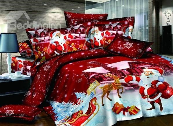 Santa Claus printed bedding sets.