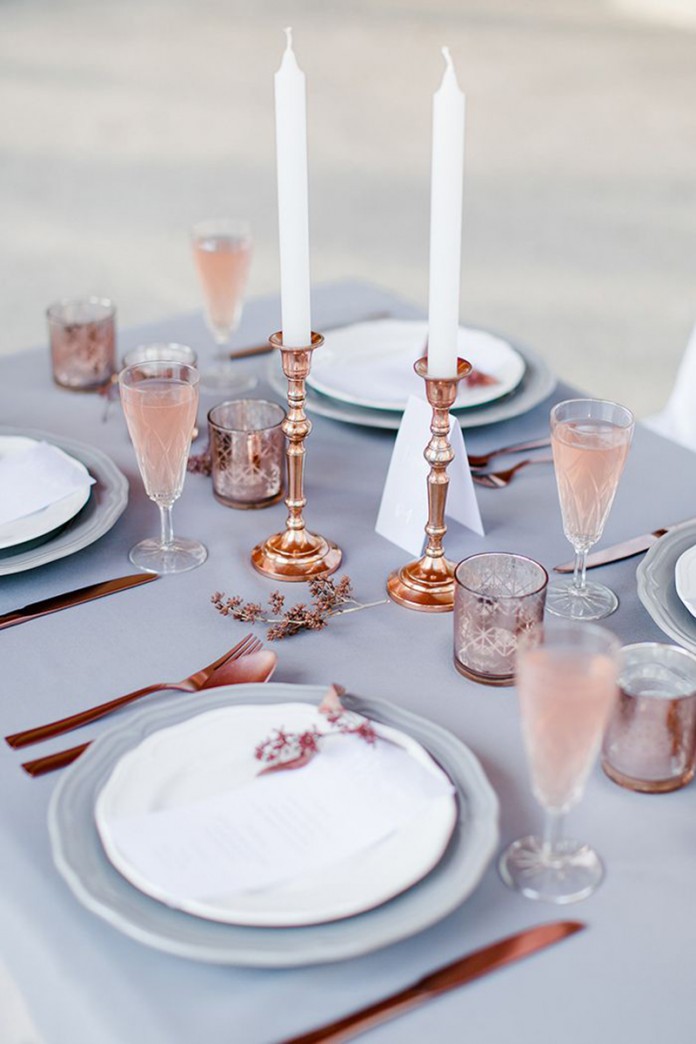 Table setting featuring Pantone's colors of the year for 2016