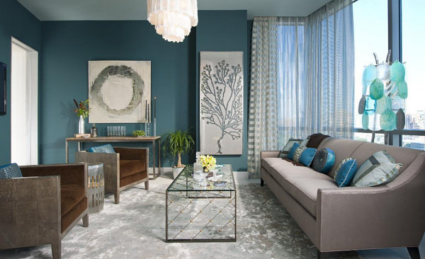 Beautiful blue and gray living room