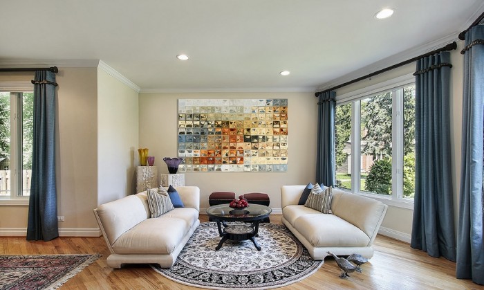 How to refresh your living room with a large painting on the wall after the holidays.