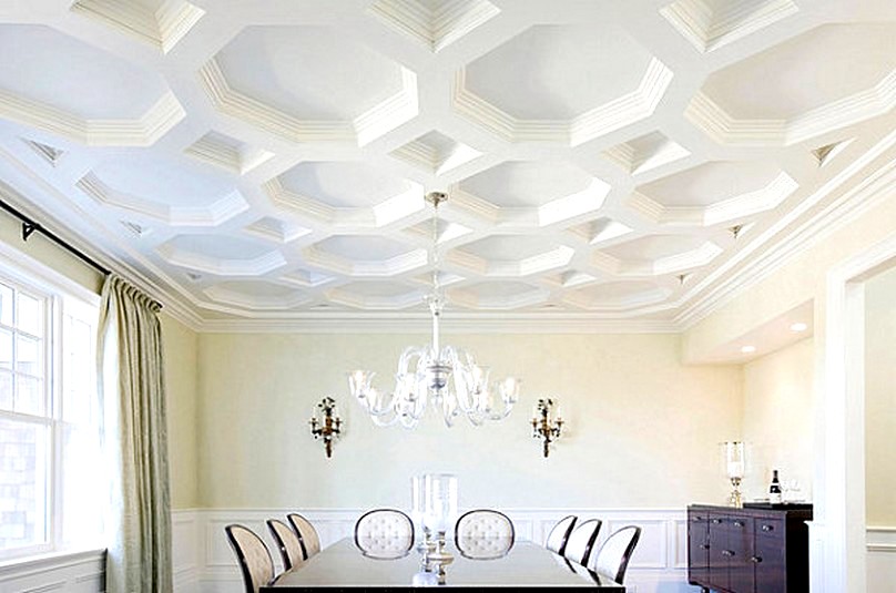 Gorgeous coffered ceiling with a unique shape(eastsidehomelink).