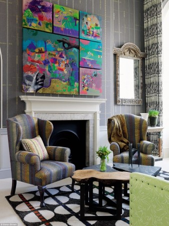 Colorful artwork gives this room a touch of character and whimsy