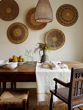 Using baskets as wall art is a simple way to bring style to a room 