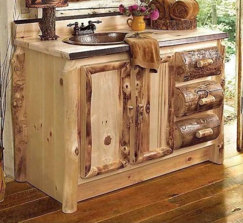 A distinct wood bathroom vanity 