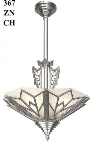 An art deco style light fixture with a glass shade, inspired by Gatsby style and the 1920s.