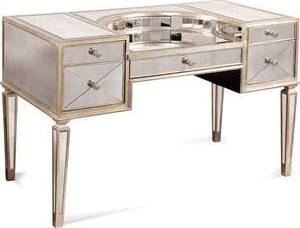 A mirrored dressing table with three drawers in Gatsby style.
