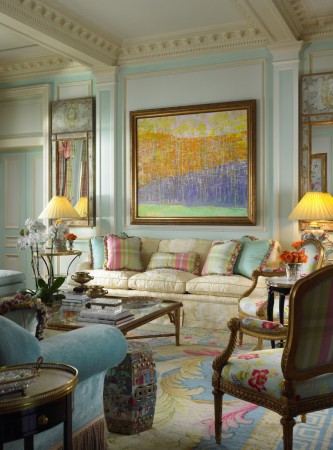 Soft pastel colors in Palm Beach living room
