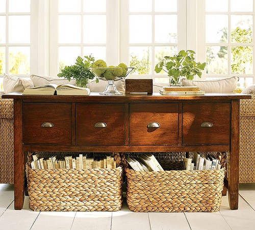 Baskets are perfect for under table storage 
