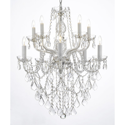 An affordable chandelier with clear crystal drops.