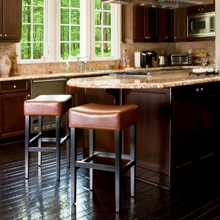 Leather seat bar stools for the kitchen island