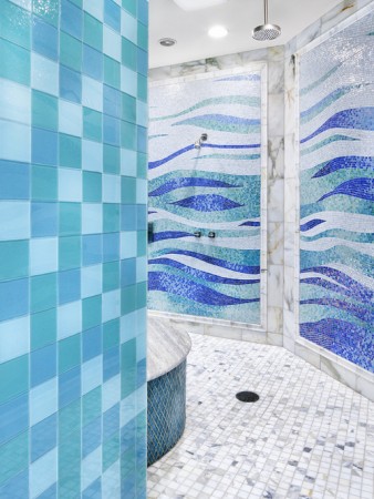 Wave pattern tiles for the bathroom 