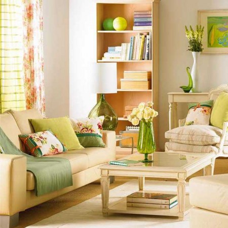 Spring green and pale yellow brighten this room
