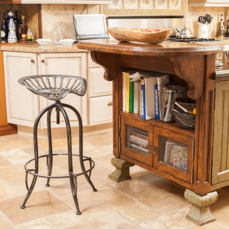 A kitchen island with stylish stools.