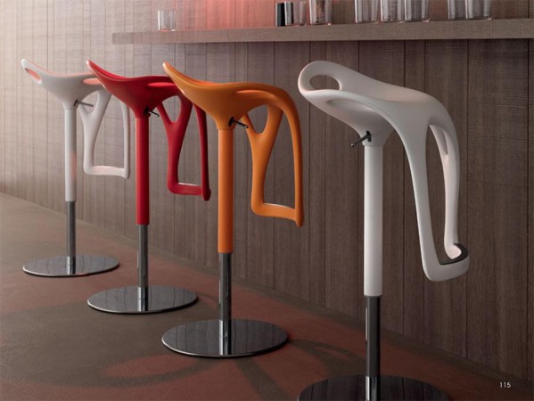 Colorful bar stools with foot rest