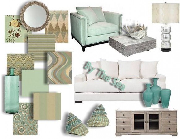 Creating a Mood Board for Planning Your Interiors with Green, Blue, and White Furniture.
