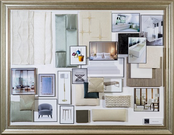 A framed picture of a room with furniture for planning your interiors.