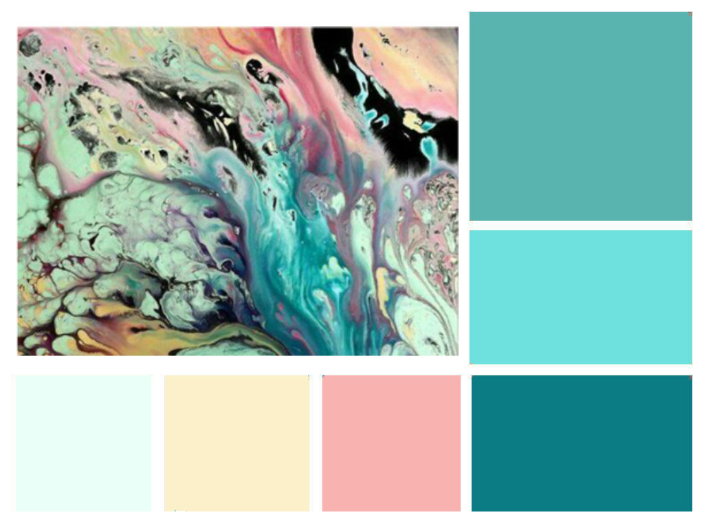 A custom color palette featuring pink, blue, and green hues.