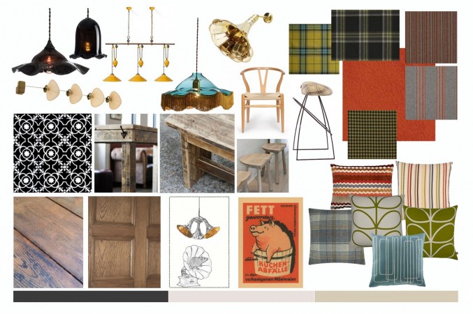How to Create a Mood Board for Planning Your Interiors showcasing furniture and accessories in a living room.