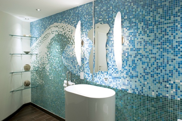 Create a wave in the bathroom with tiles