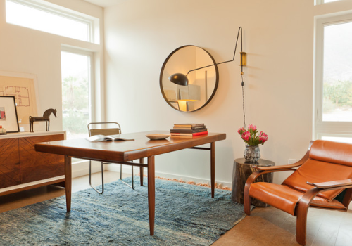 A rug in The Mid-Century Modern Home Office.