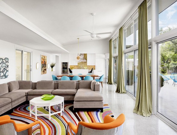 A colorful modern living room.