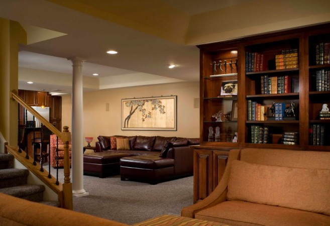 Cozy basement library 